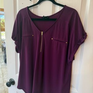 Women's Purple Top with Zipper Detail
